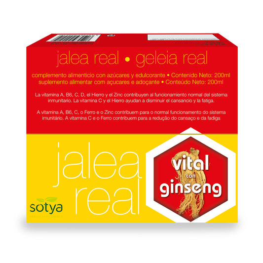 Gelea Reial + Ginseng + Pròpoli + Equinàcia + Vitamines - 20 vials - Sotya