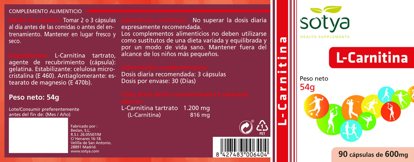 L-Carnitina- 90 càpsules -Sotya