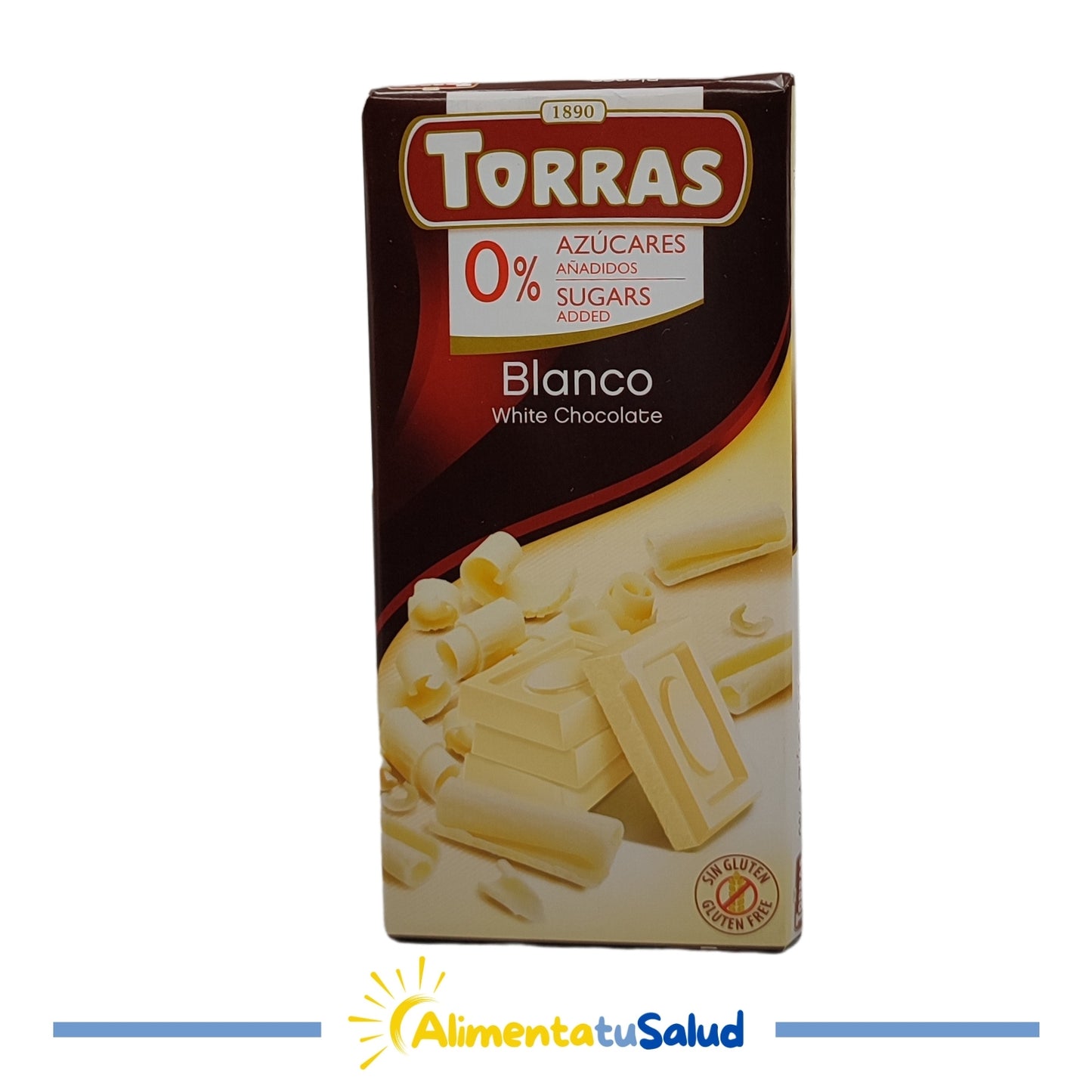 Chocolate Blanco sin azúcar - 75 g - Torras