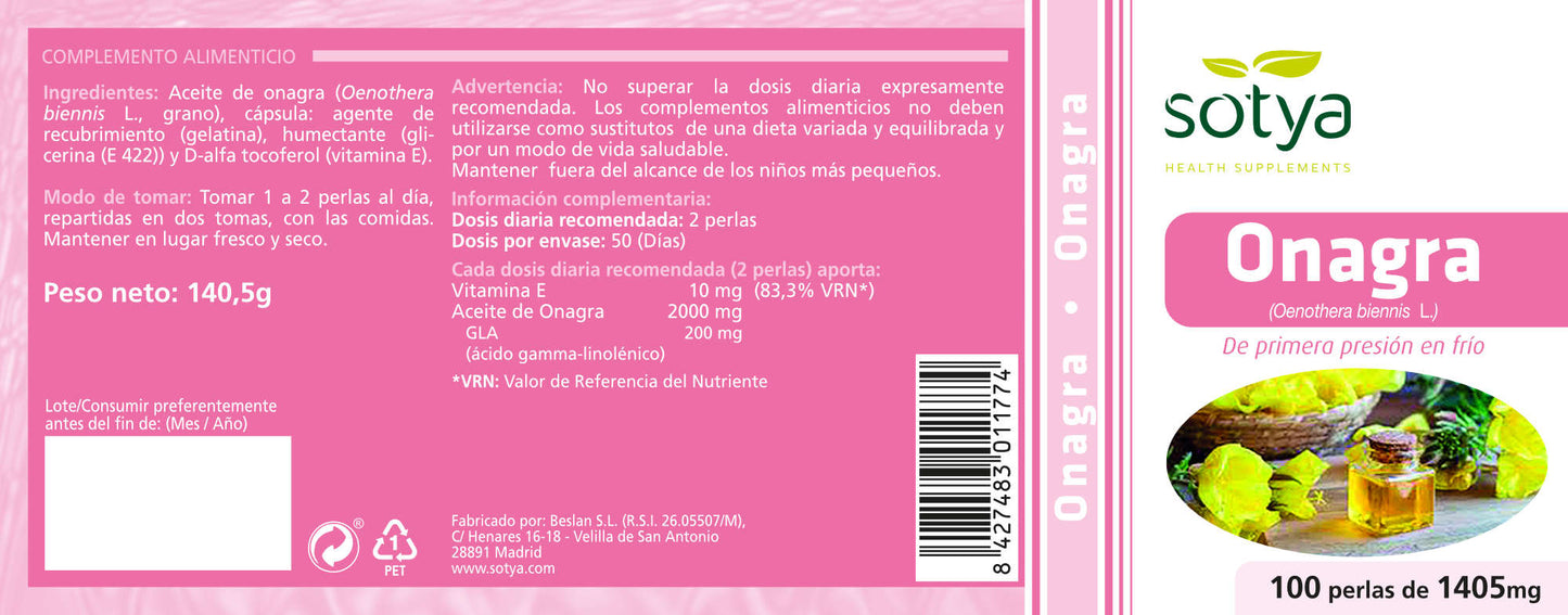 Aceite de Onagra - Sotya - 1.500mg