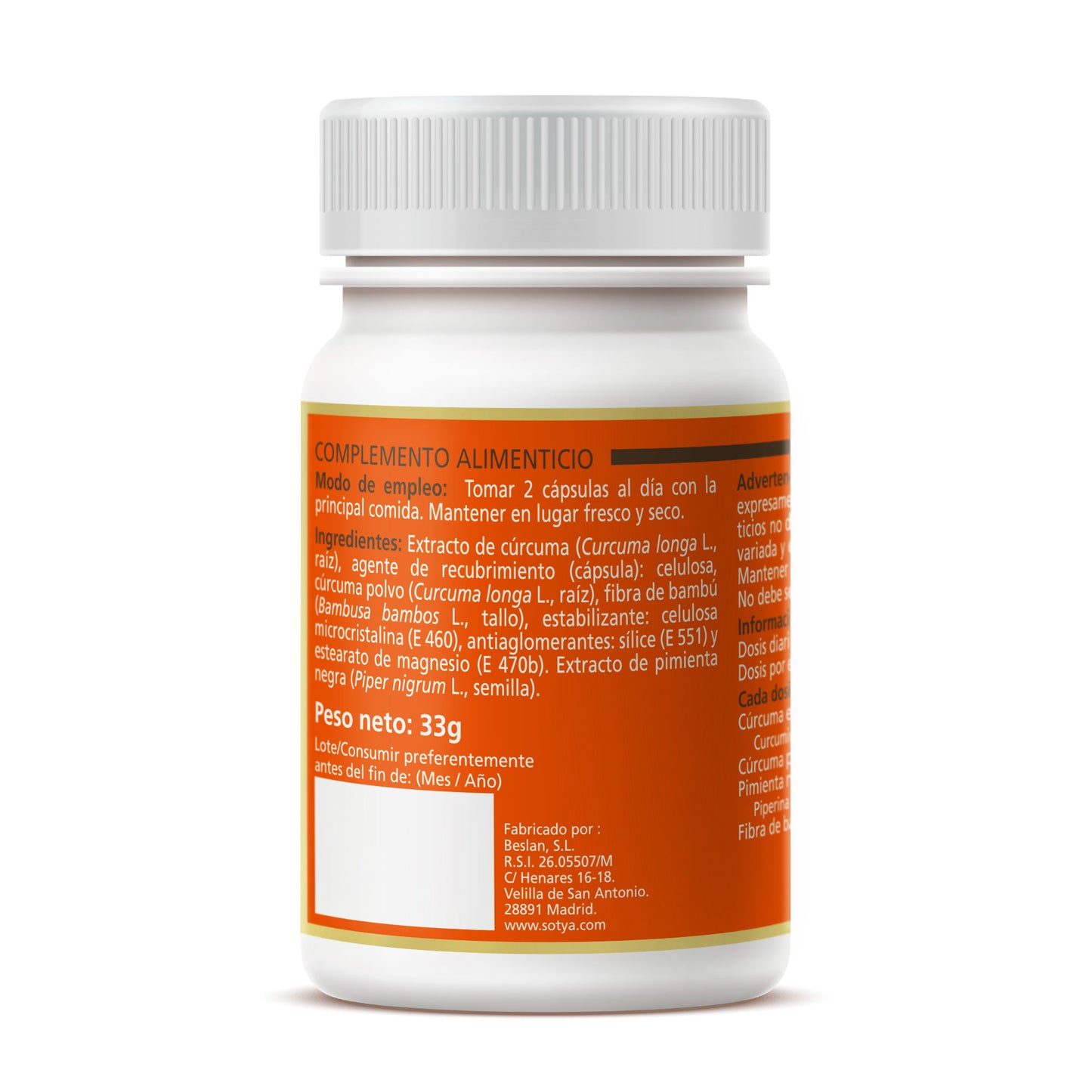 Curcumin Plus - Suplement de cúrcuma - Sotya - 60 càpsules