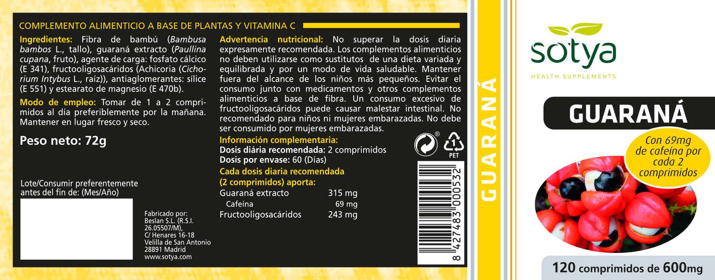 Guaraná - Sotya- 120 comprimits