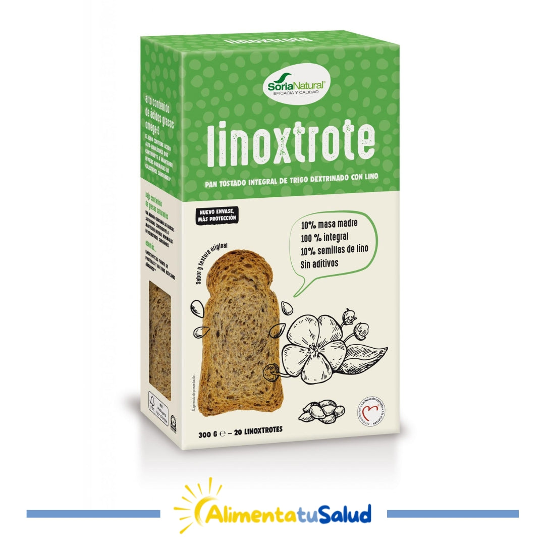 Pan tostado integral de trigo con lino - 300 g - Soria Natural