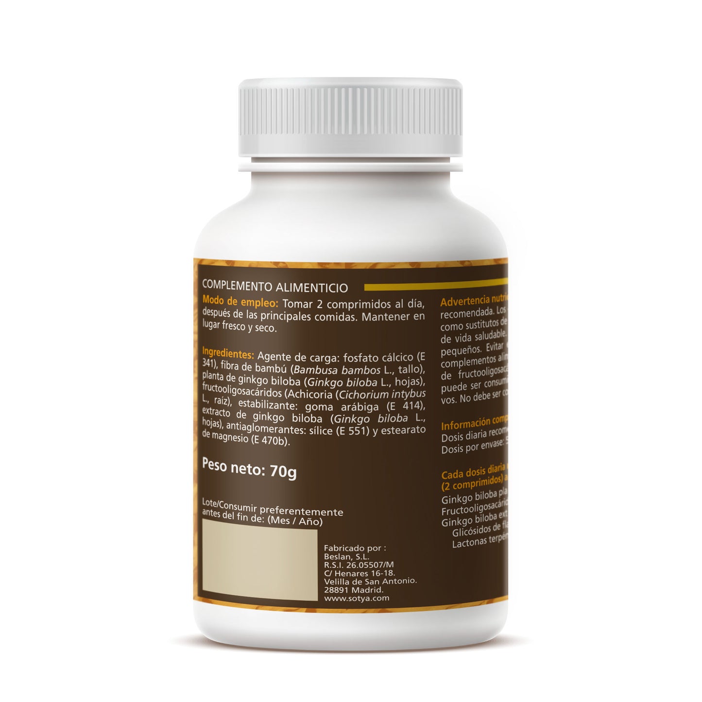 Ginkgo Biloba - Sotya - 100 comprimits